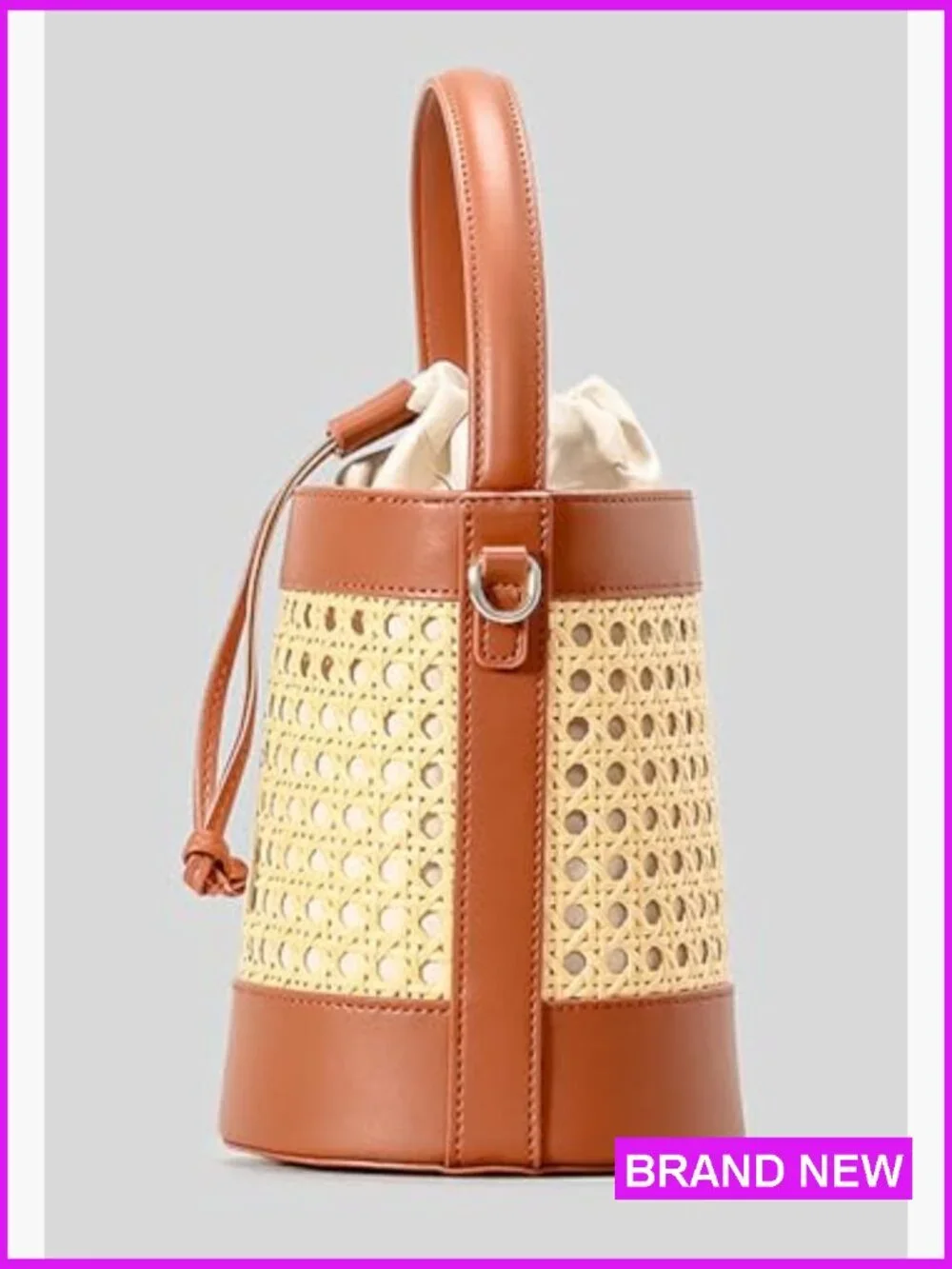 Straw Bucket Bag Drawstring Crossbody Purse Cute Hobo Beach Tote Shoulder Bag